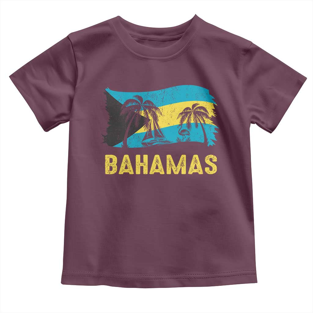 Bahamas Flag Toddler T Shirt Tropical Island Palm Trees Bahamian Gifts - Wonder Print Shop