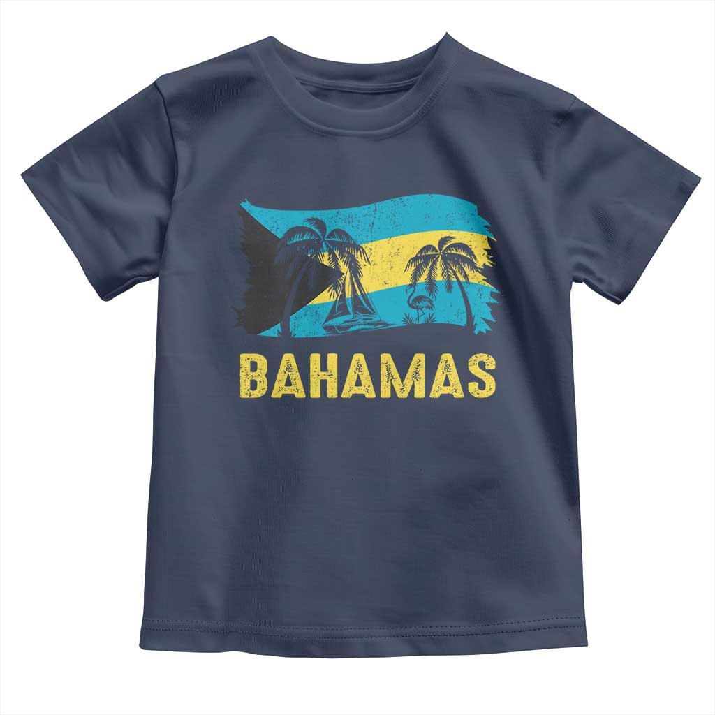 Bahamas Flag Toddler T Shirt Tropical Island Palm Trees Bahamian Gifts - Wonder Print Shop