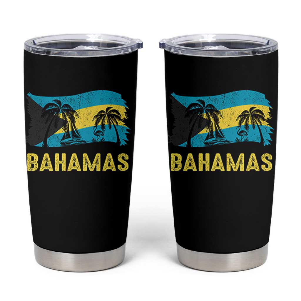 Bahamas Flag Tumbler Cup Tropical Island Palm Trees Bahamian Gifts - Wonder Print Shop