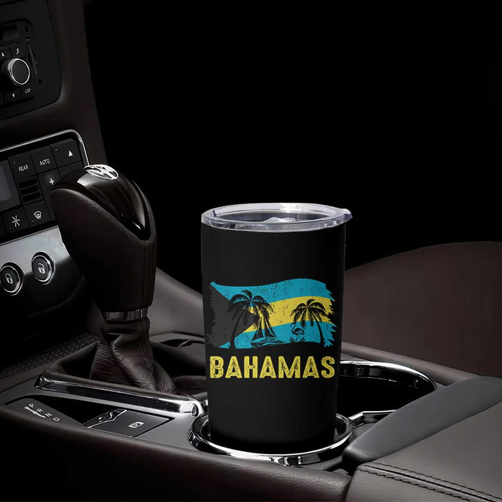Bahamas Flag Tumbler Cup Tropical Island Palm Trees Bahamian Gifts - Wonder Print Shop