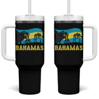 Bahamas Flag Tumbler With Handle Tropical Island Palm Trees Bahamian Gifts - Wonder Print Shop