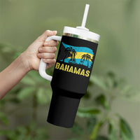 Bahamas Flag Tumbler With Handle Tropical Island Palm Trees Bahamian Gifts - Wonder Print Shop