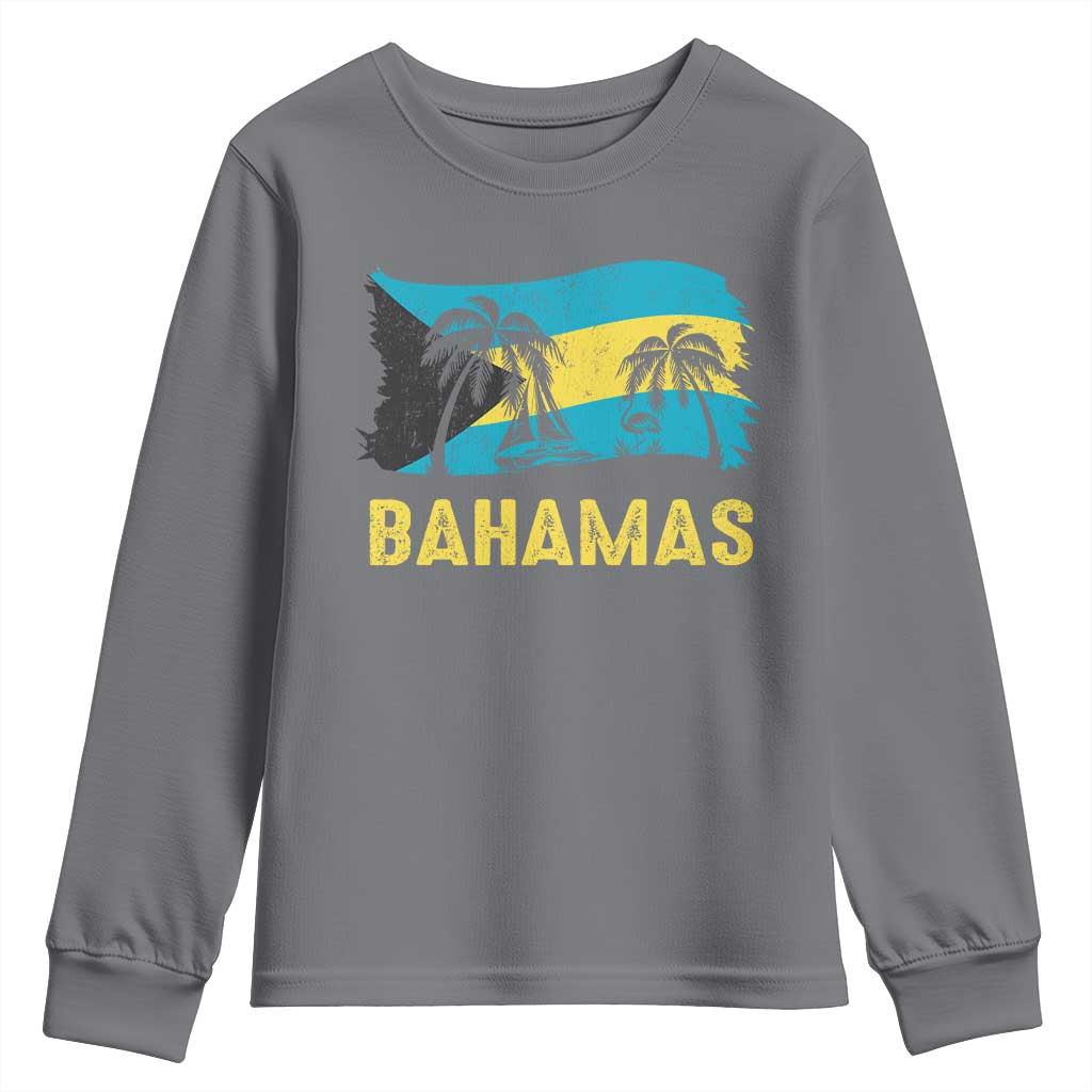 Bahamas Flag Youth Sweatshirt Tropical Island Palm Trees Bahamian Gifts - Wonder Print Shop