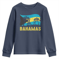 Bahamas Flag Youth Sweatshirt Tropical Island Palm Trees Bahamian Gifts - Wonder Print Shop
