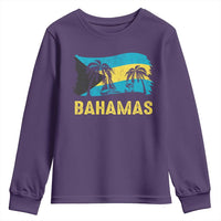 Bahamas Flag Youth Sweatshirt Tropical Island Palm Trees Bahamian Gifts - Wonder Print Shop
