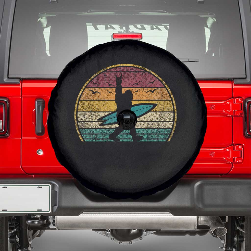 Vintage Bigfoot Surfing Spare Tire Cover Sasquatch Beach Vacation Retro Surf Sun Shaka - Wonder Print Shop