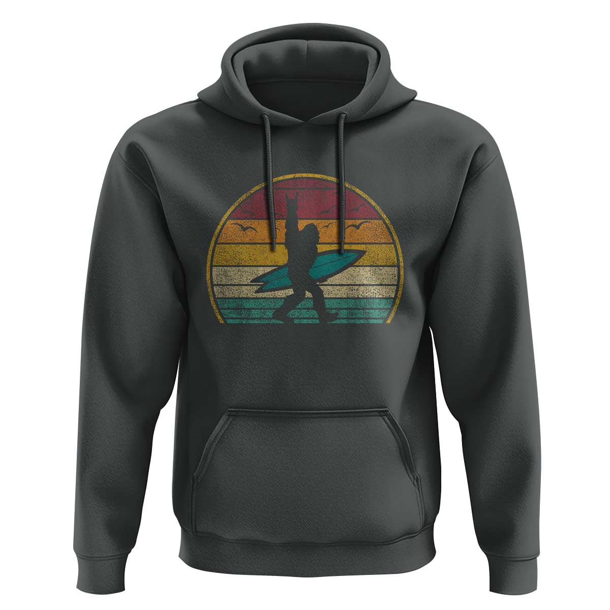 Vintage Bigfoot Surfing Hoodie Sasquatch Beach Vacation Retro Surf Sun Shaka - Wonder Print Shop