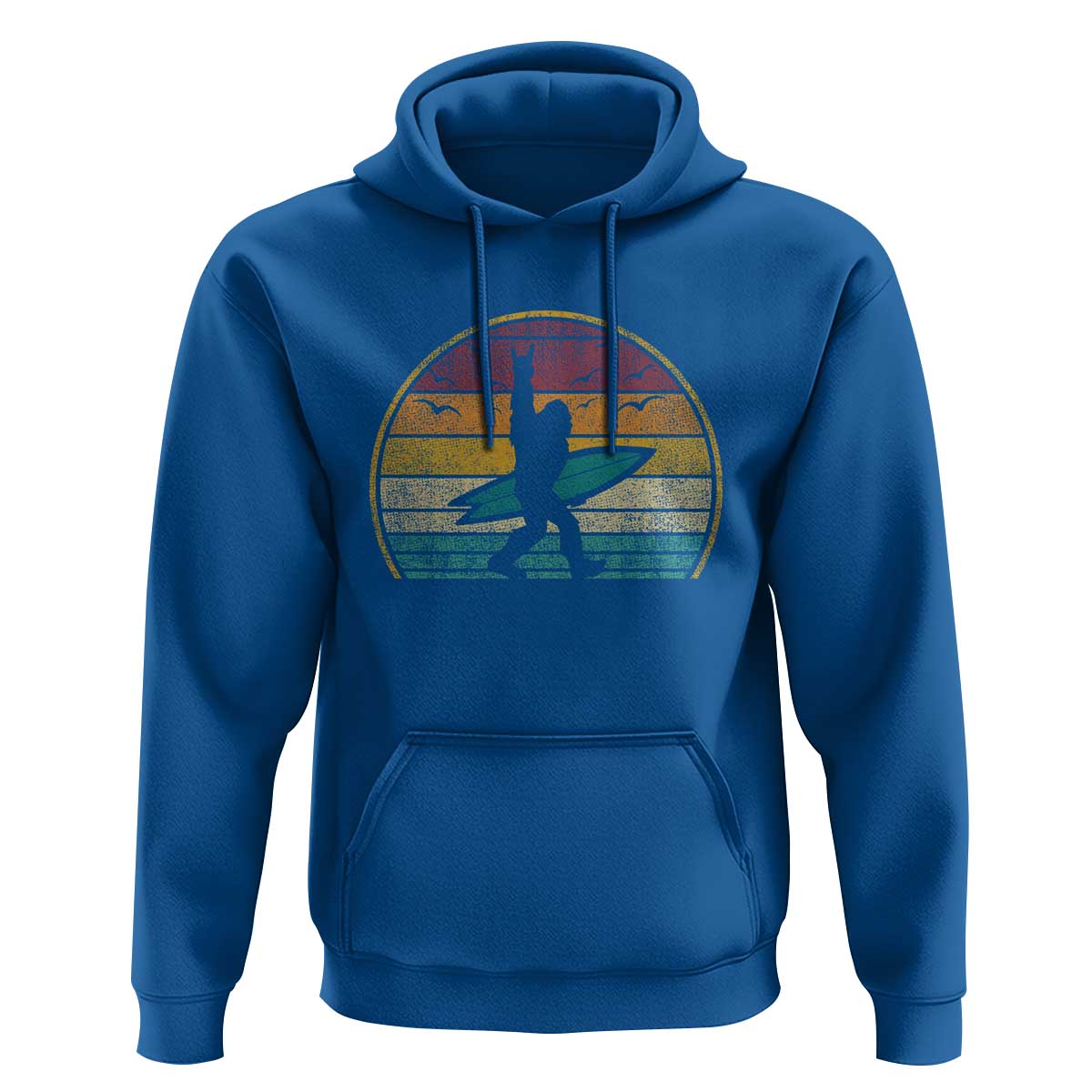 Vintage Bigfoot Surfing Hoodie Sasquatch Beach Vacation Retro Surf Sun Shaka - Wonder Print Shop