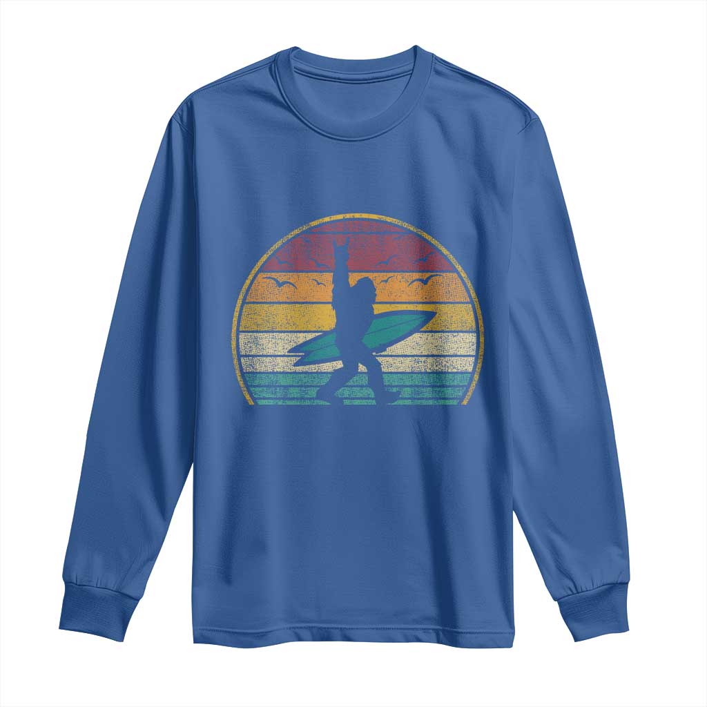 Vintage Bigfoot Surfing Long Sleeve Shirt Sasquatch Beach Vacation Retro Surf Sun Shaka - Wonder Print Shop