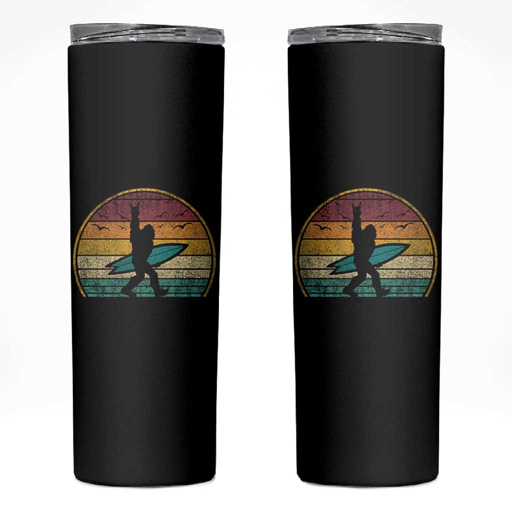 Vintage Bigfoot Surfing Skinny Tumbler Sasquatch Beach Vacation Retro Surf Sun Shaka - Wonder Print Shop