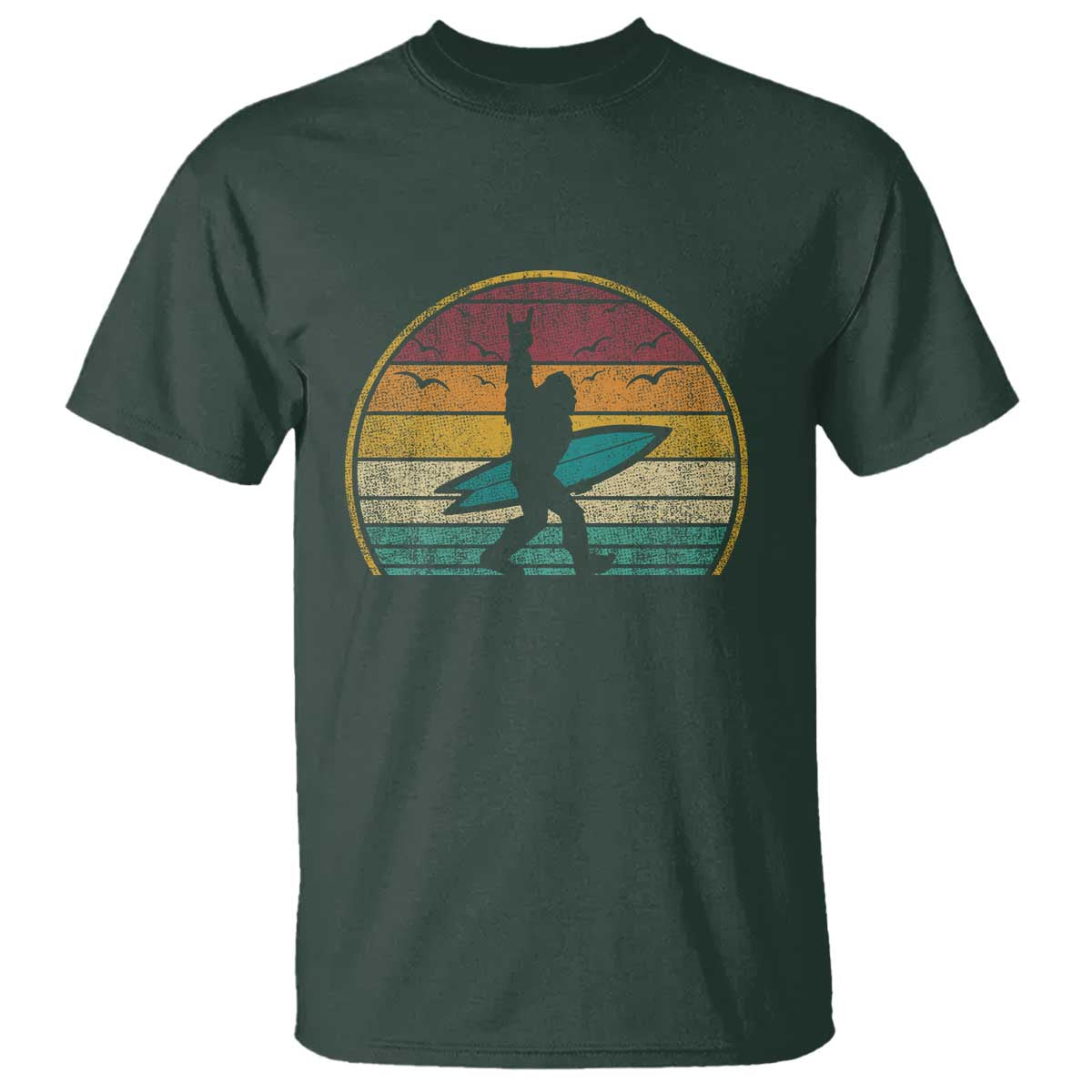 Vintage Bigfoot Surfing T Shirt Sasquatch Beach Vacation Retro Surf Sun Shaka - Wonder Print Shop