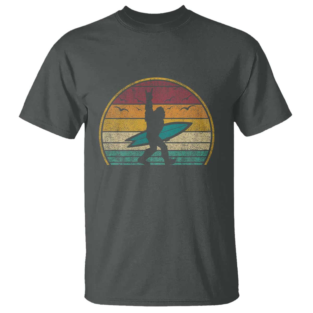 Vintage Bigfoot Surfing T Shirt Sasquatch Beach Vacation Retro Surf Sun Shaka - Wonder Print Shop