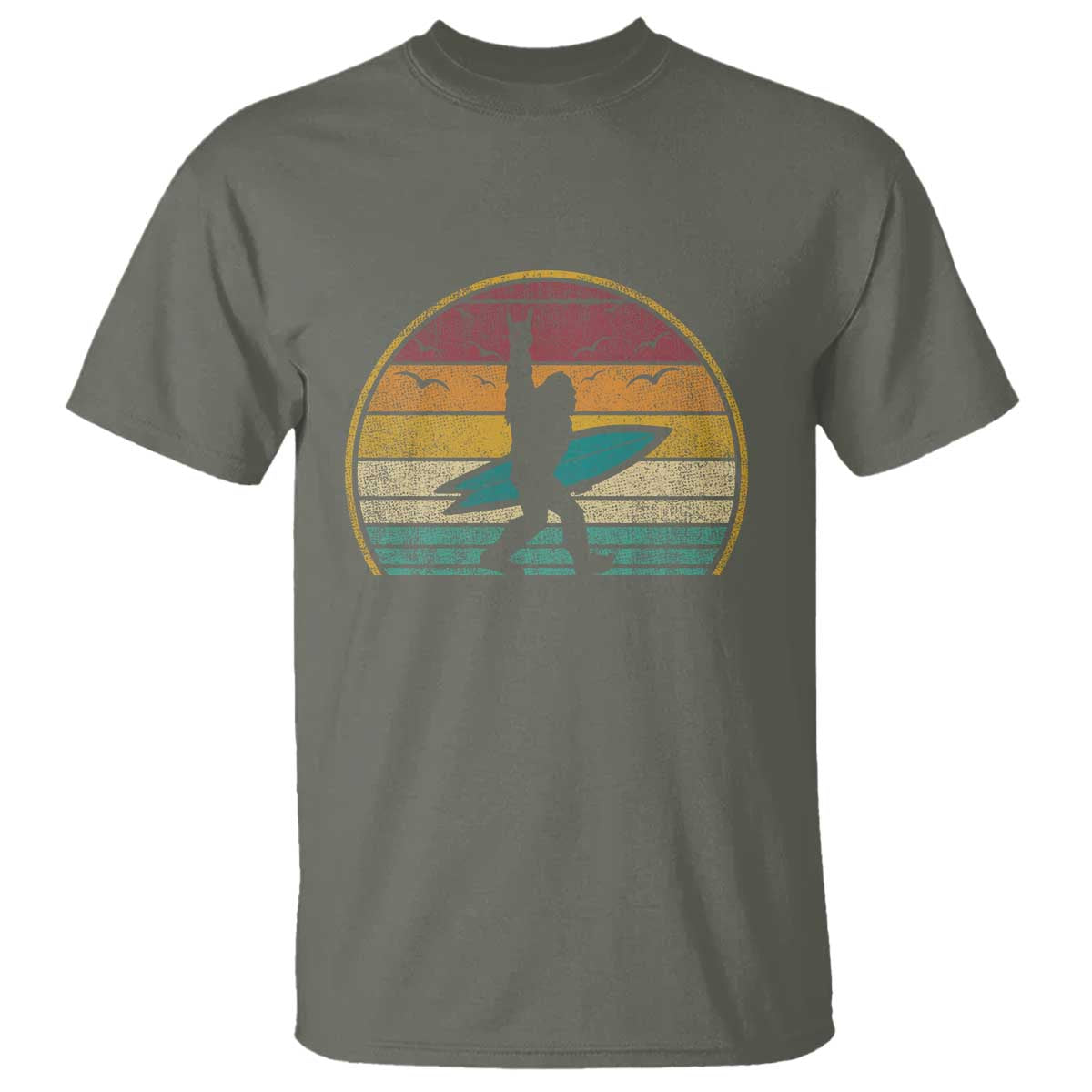 Vintage Bigfoot Surfing T Shirt Sasquatch Beach Vacation Retro Surf Sun Shaka - Wonder Print Shop