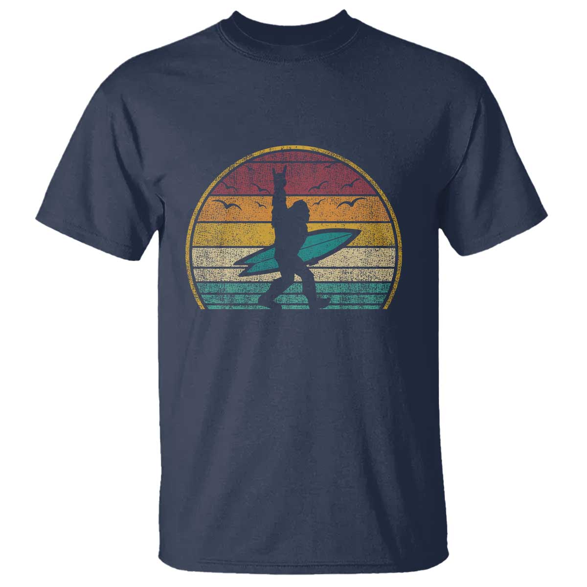 Vintage Bigfoot Surfing T Shirt Sasquatch Beach Vacation Retro Surf Sun Shaka - Wonder Print Shop