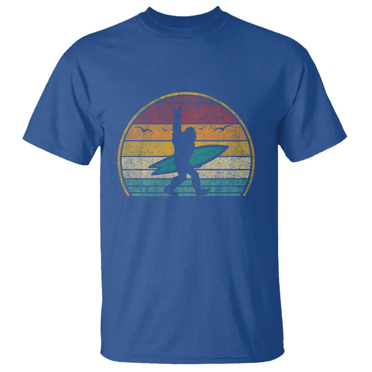 Vintage Bigfoot Surfing T Shirt Sasquatch Beach Vacation Retro Surf Sun Shaka - Wonder Print Shop
