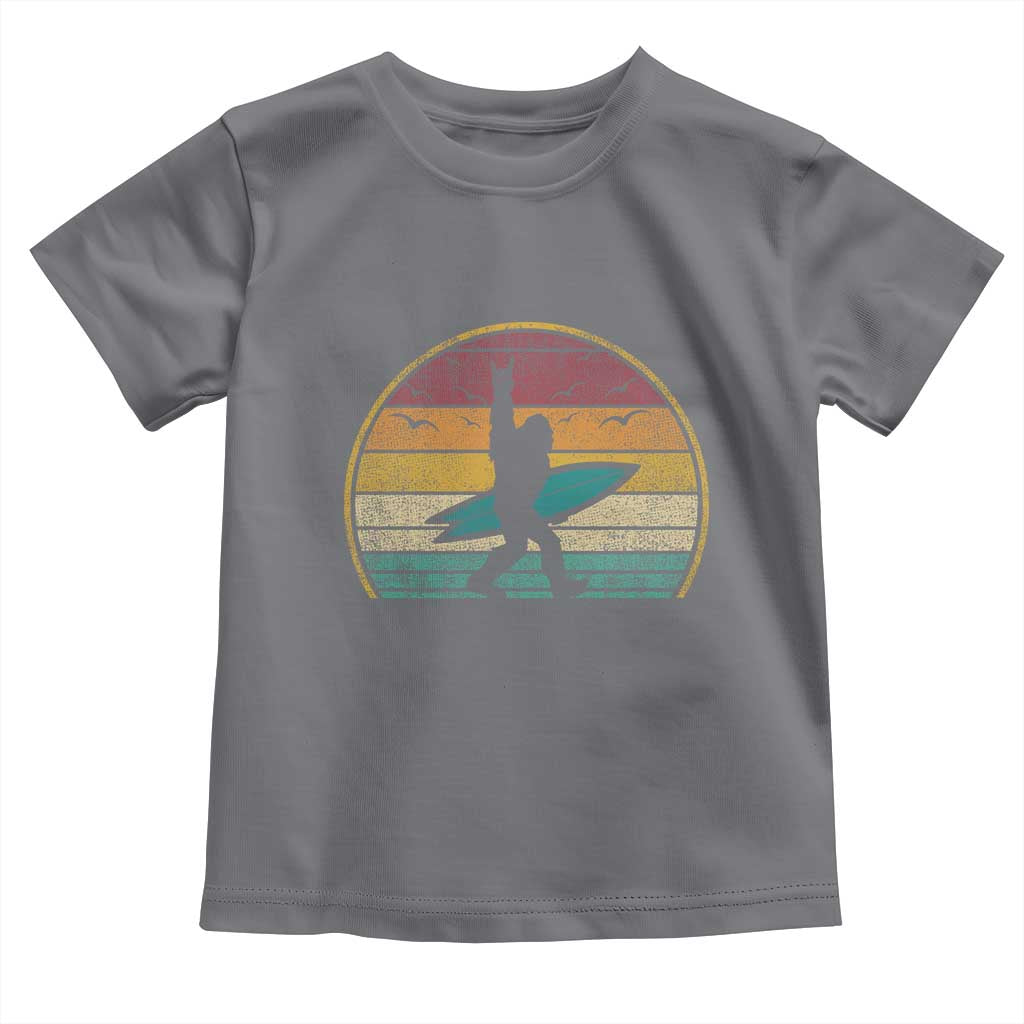 Vintage Bigfoot Surfing Toddler T Shirt Sasquatch Beach Vacation Retro Surf Sun Shaka - Wonder Print Shop