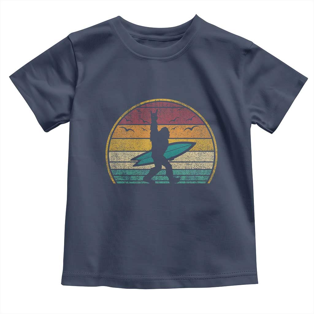 Vintage Bigfoot Surfing Toddler T Shirt Sasquatch Beach Vacation Retro Surf Sun Shaka - Wonder Print Shop