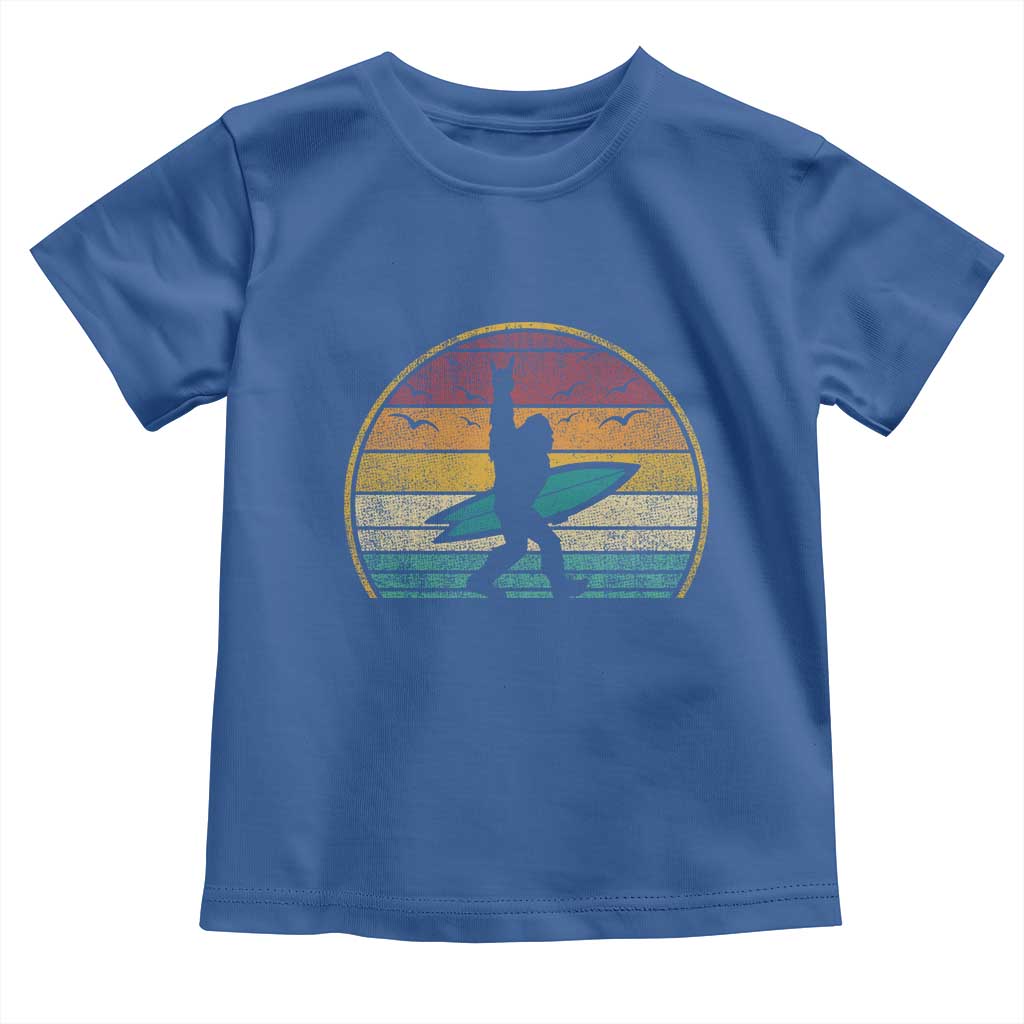 Vintage Bigfoot Surfing Toddler T Shirt Sasquatch Beach Vacation Retro Surf Sun Shaka - Wonder Print Shop
