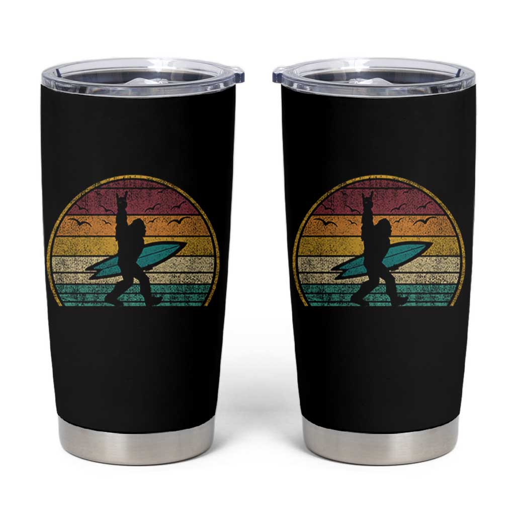 Vintage Bigfoot Surfing Tumbler Cup Sasquatch Beach Vacation Retro Surf Sun Shaka - Wonder Print Shop