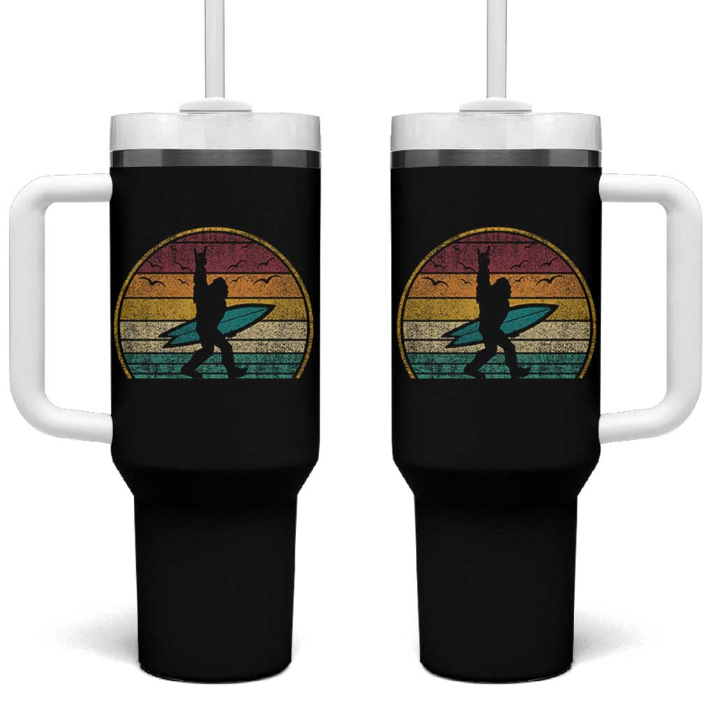 Vintage Bigfoot Surfing Tumbler With Handle Sasquatch Beach Vacation Retro Surf Sun Shaka - Wonder Print Shop
