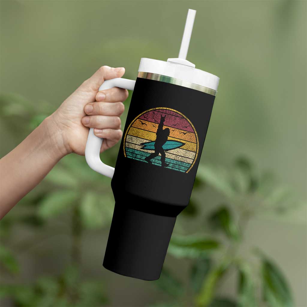 Vintage Bigfoot Surfing Tumbler With Handle Sasquatch Beach Vacation Retro Surf Sun Shaka - Wonder Print Shop