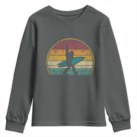 Vintage Bigfoot Surfing Youth Sweatshirt Sasquatch Beach Vacation Retro Surf Sun Shaka - Wonder Print Shop