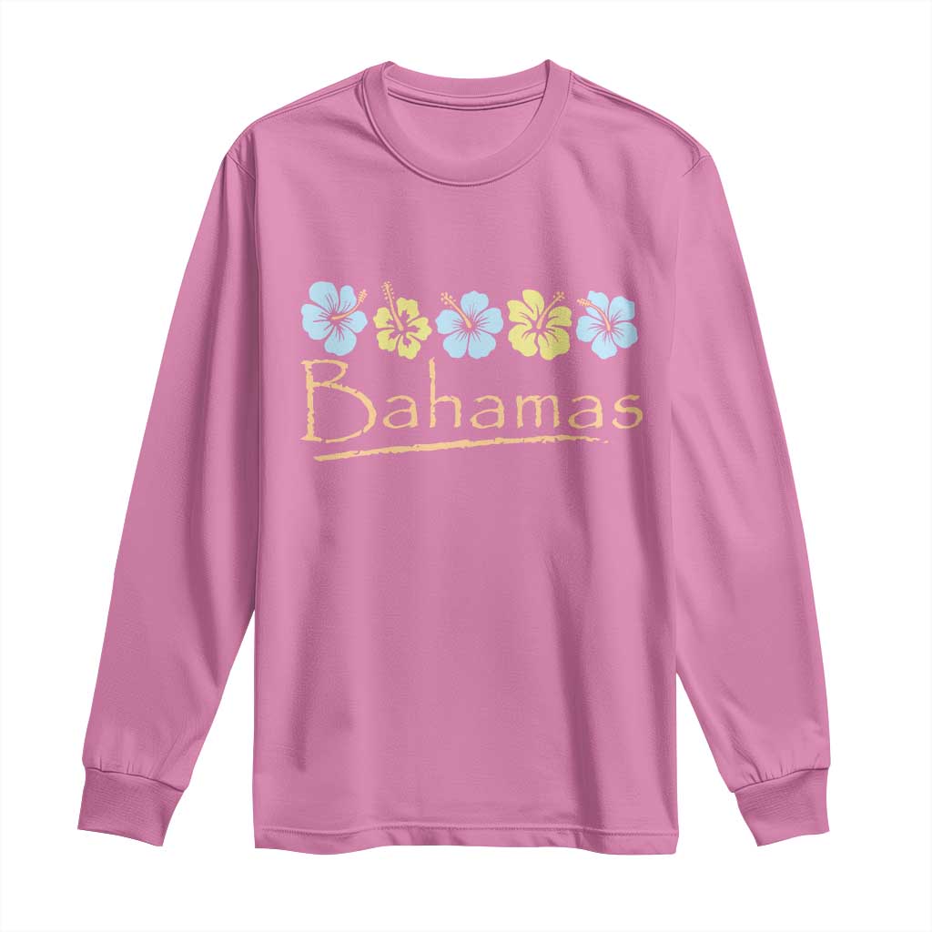 Bahamas Long Sleeve Shirt Hibiscus Flower Summer Beachy Vacation - Wonder Print Shop
