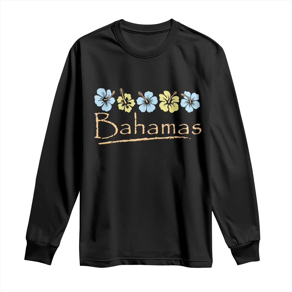 Bahamas Long Sleeve Shirt Hibiscus Flower Summer Beachy Vacation - Wonder Print Shop