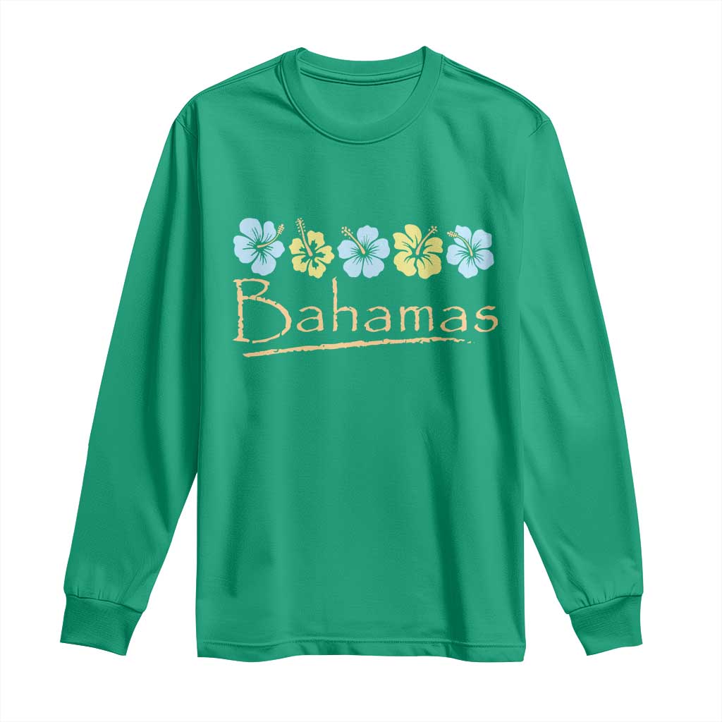 Bahamas Long Sleeve Shirt Hibiscus Flower Summer Beachy Vacation - Wonder Print Shop