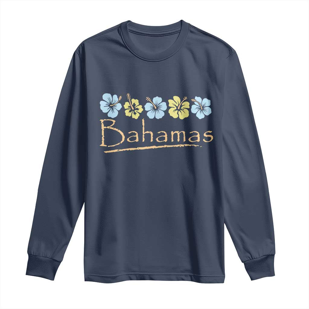 Bahamas Long Sleeve Shirt Hibiscus Flower Summer Beachy Vacation - Wonder Print Shop
