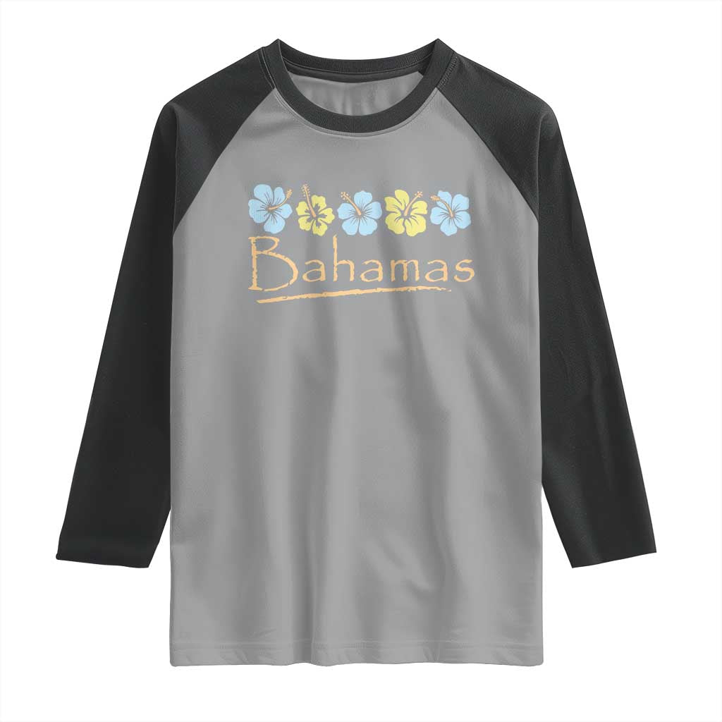 Bahamas Raglan Shirt Hibiscus Flower Summer Beachy Vacation - Wonder Print Shop