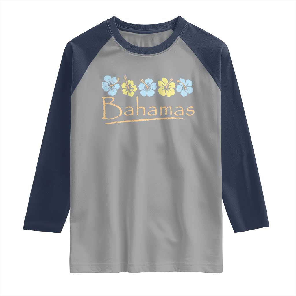 Bahamas Raglan Shirt Hibiscus Flower Summer Beachy Vacation - Wonder Print Shop