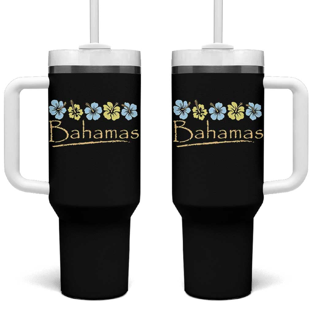 Bahamas Tumbler With Handle Hibiscus Flower Summer Beachy Vacation - Wonder Print Shop