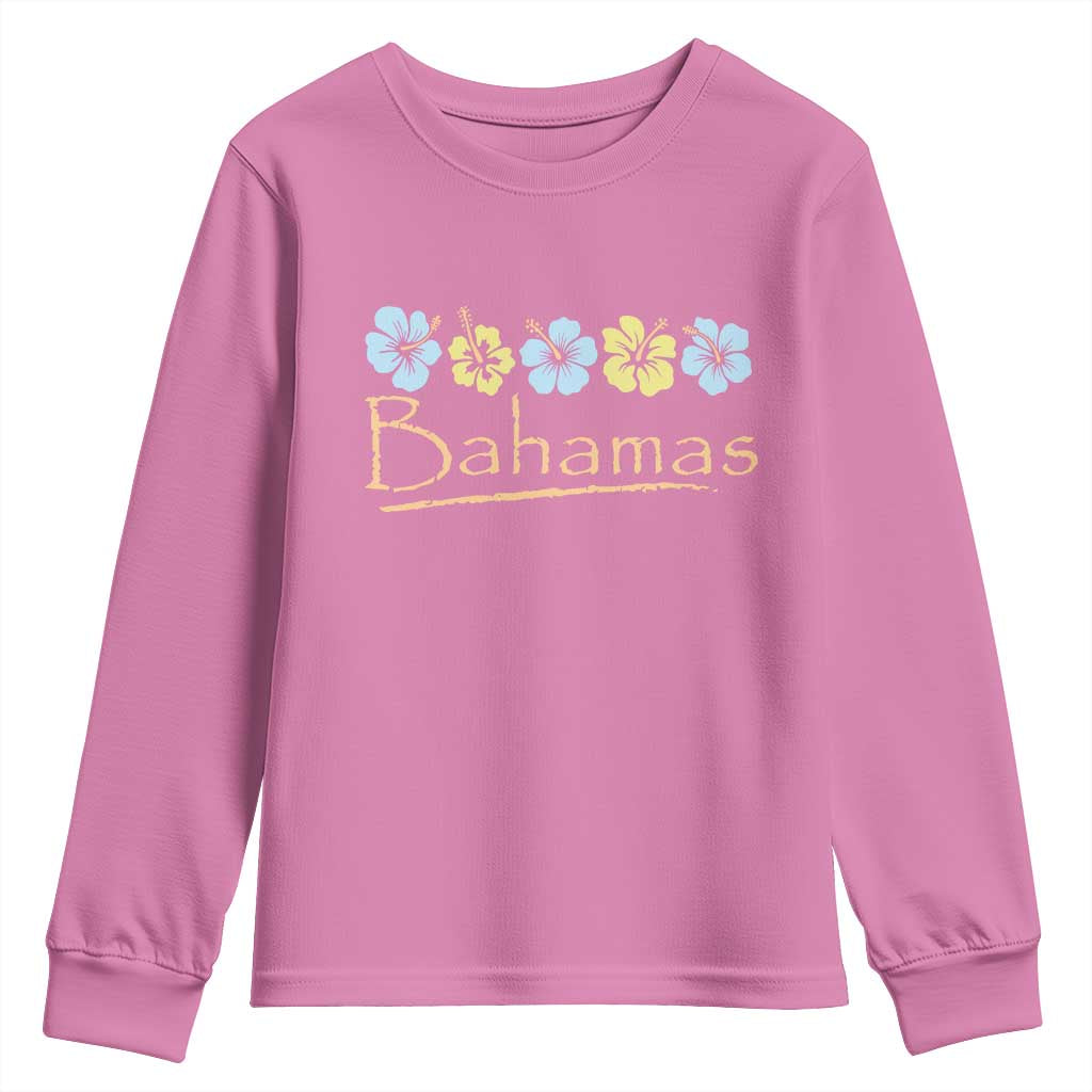 Bahamas Youth Sweatshirt Hibiscus Flower Summer Beachy Vacation - Wonder Print Shop