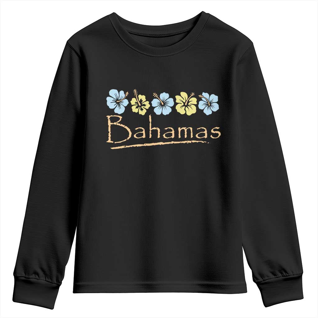 Bahamas Youth Sweatshirt Hibiscus Flower Summer Beachy Vacation - Wonder Print Shop