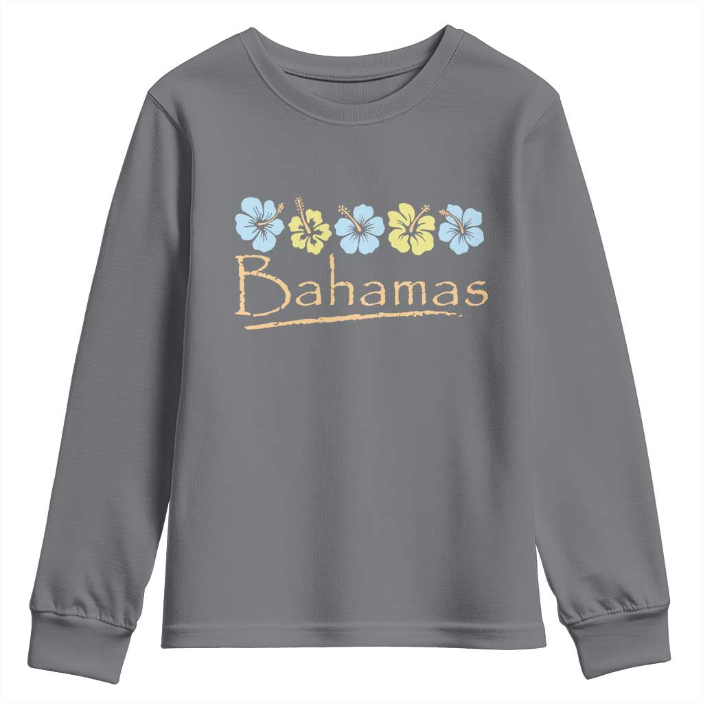 Bahamas Youth Sweatshirt Hibiscus Flower Summer Beachy Vacation - Wonder Print Shop