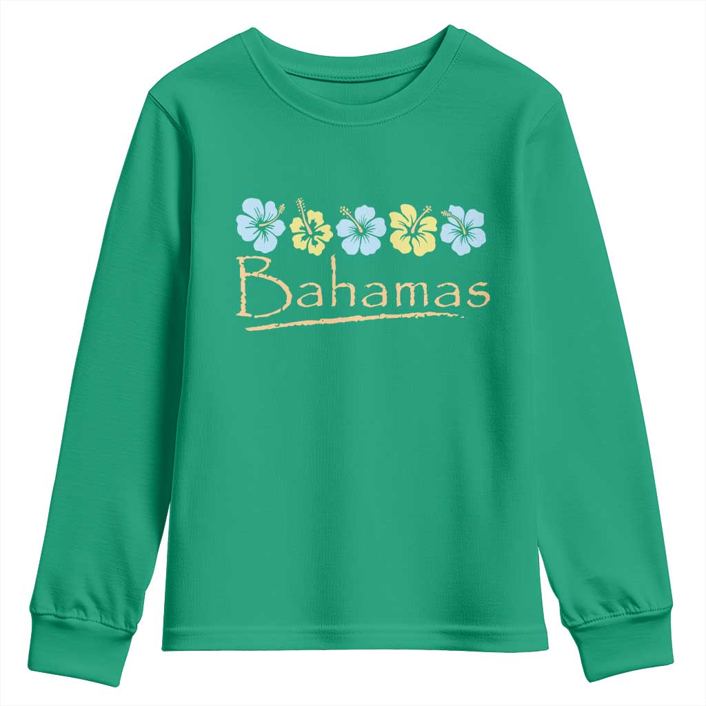 Bahamas Youth Sweatshirt Hibiscus Flower Summer Beachy Vacation - Wonder Print Shop