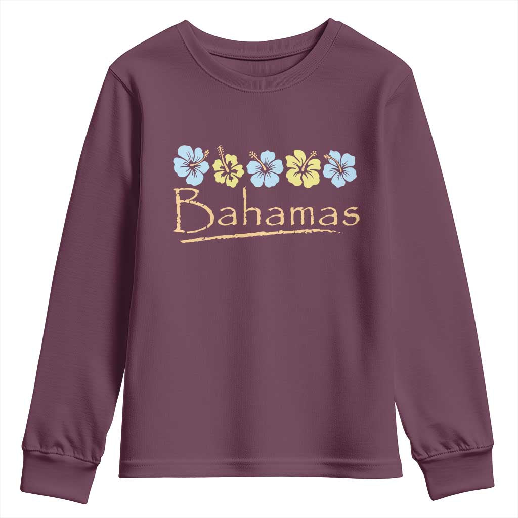 Bahamas Youth Sweatshirt Hibiscus Flower Summer Beachy Vacation - Wonder Print Shop