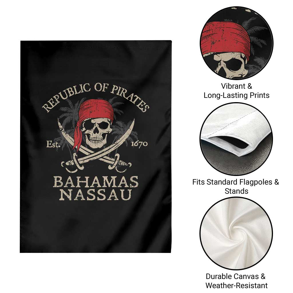 Republic Of Pirates Nassau Bahamas Garden Flag Vintage Caribbean Summer Vacation - Wonder Print Shop