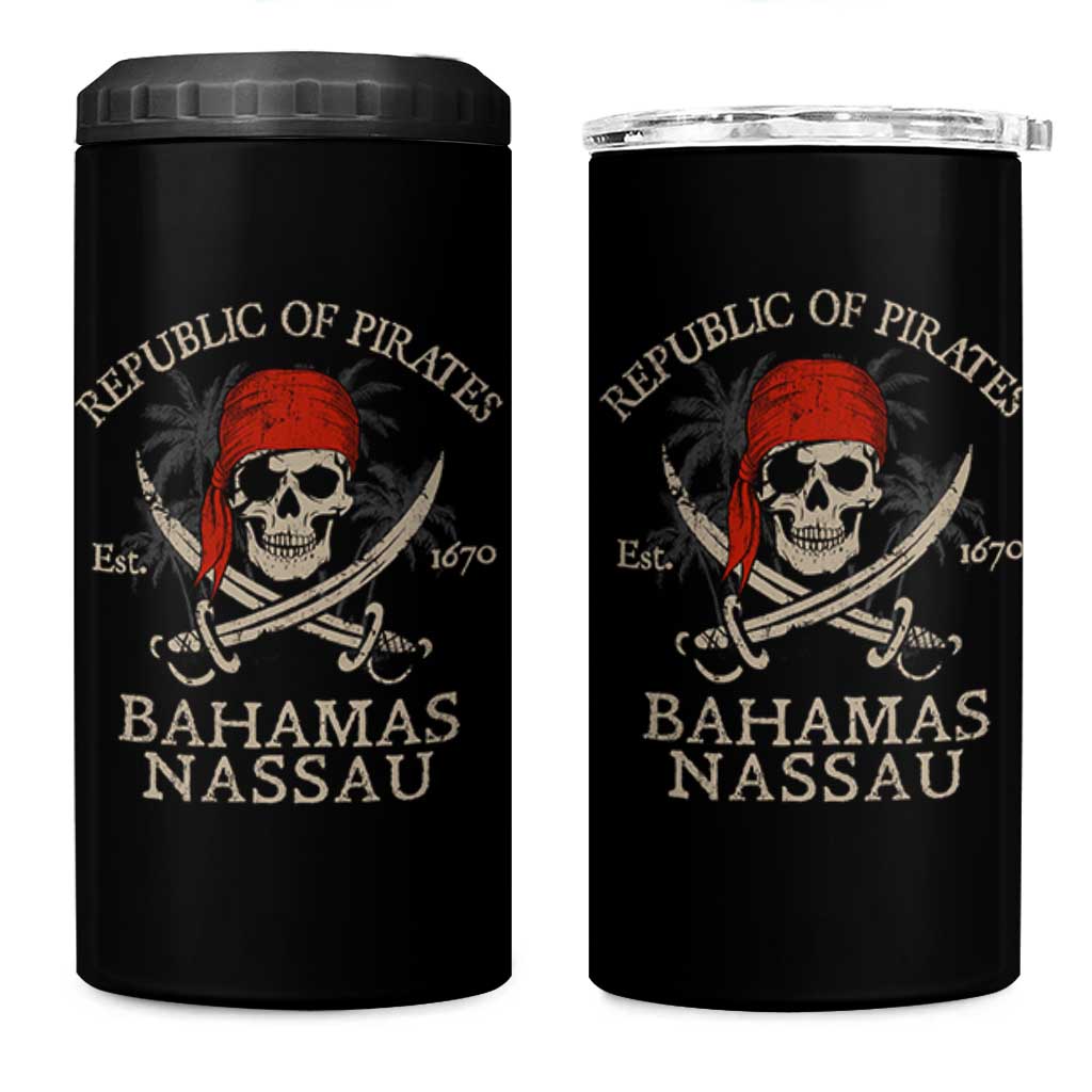 Republic Of Pirates Nassau Bahamas 4 in 1 Can Cooler Tumbler Vintage Caribbean Summer Vacation - Wonder Print Shop