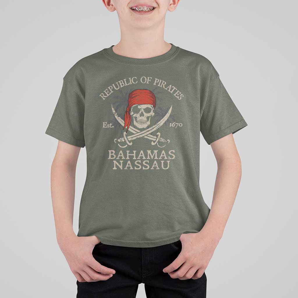 Republic Of Pirates Nassau Bahamas T Shirt For Kid Vintage Caribbean Summer Vacation - Wonder Print Shop