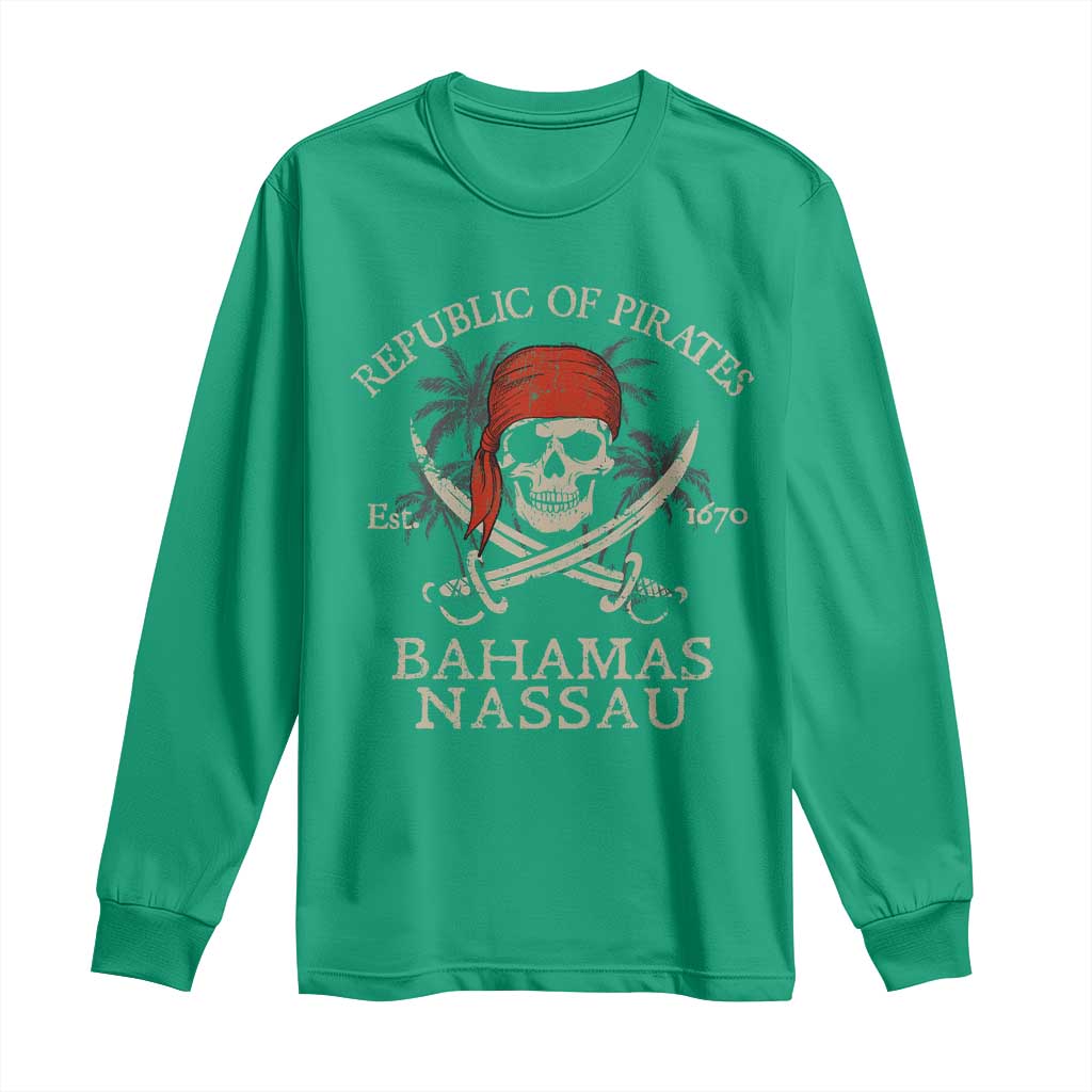 Republic Of Pirates Nassau Bahamas Long Sleeve Shirt Vintage Caribbean Summer Vacation - Wonder Print Shop