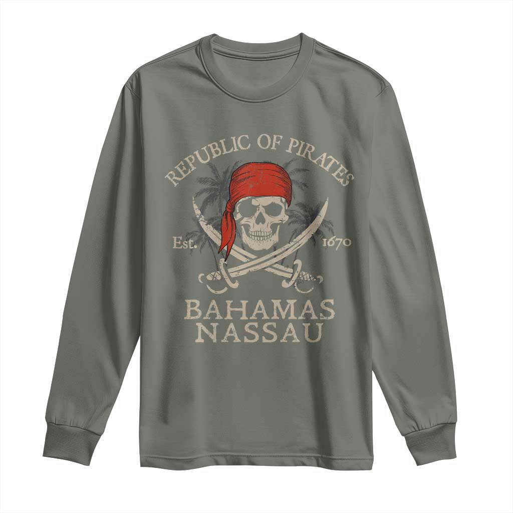 Republic Of Pirates Nassau Bahamas Long Sleeve Shirt Vintage Caribbean Summer Vacation - Wonder Print Shop