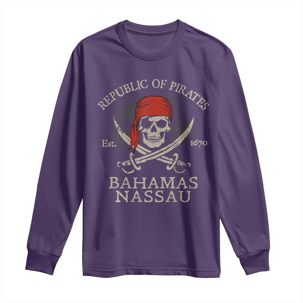 Republic Of Pirates Nassau Bahamas Long Sleeve Shirt Vintage Caribbean Summer Vacation - Wonder Print Shop