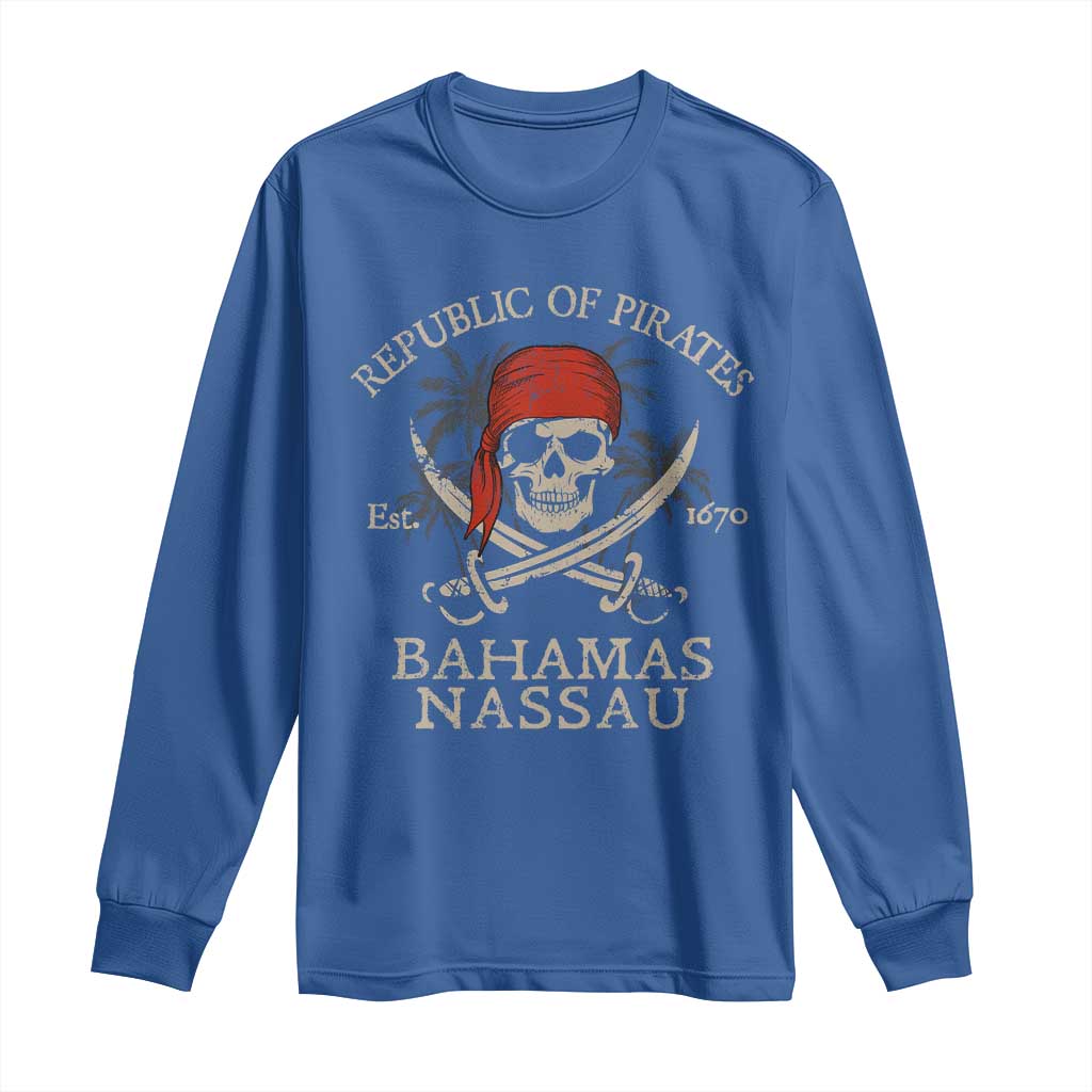 Republic Of Pirates Nassau Bahamas Long Sleeve Shirt Vintage Caribbean Summer Vacation - Wonder Print Shop