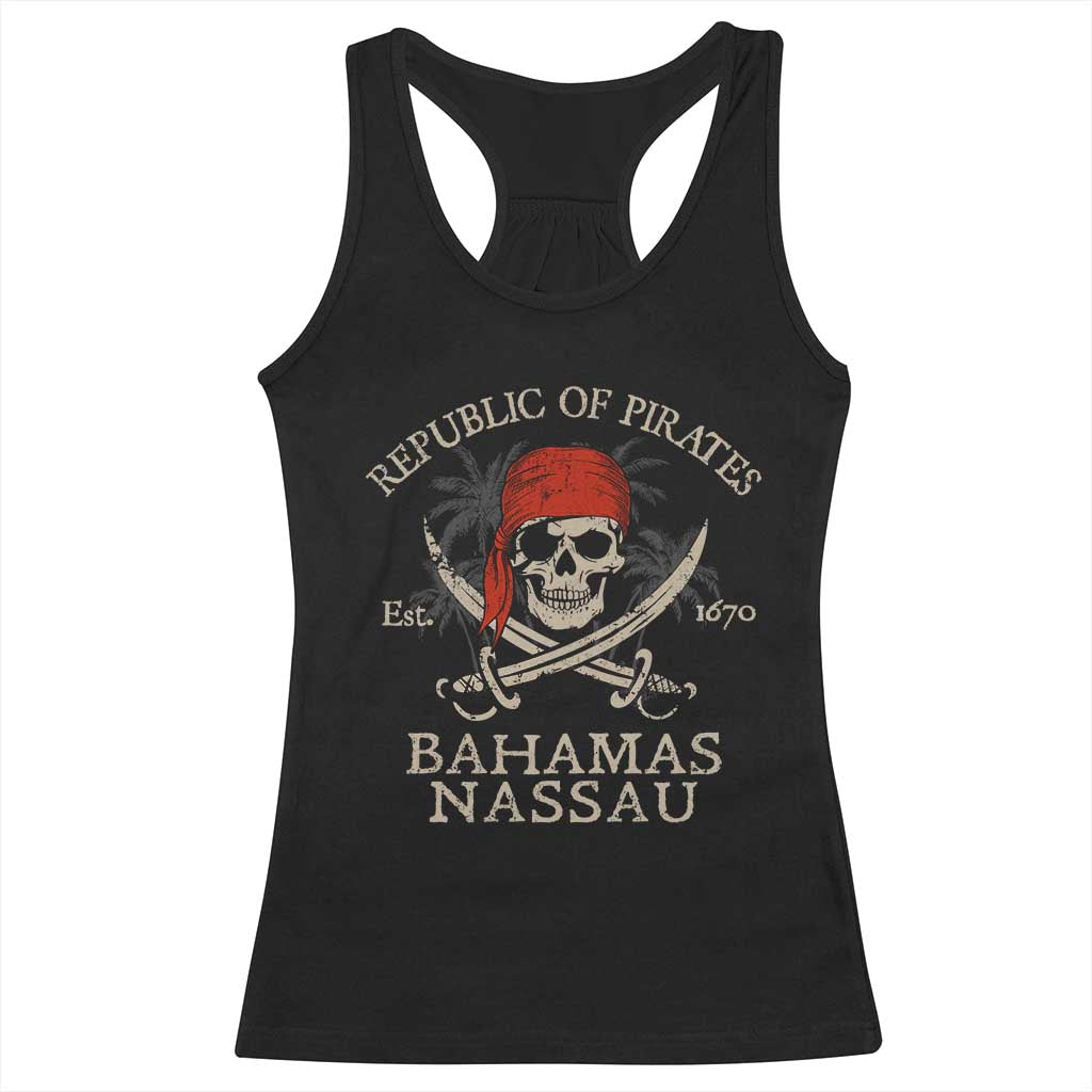 Republic Of Pirates Nassau Bahamas Racerback Tank Top Vintage Caribbean Summer Vacation - Wonder Print Shop
