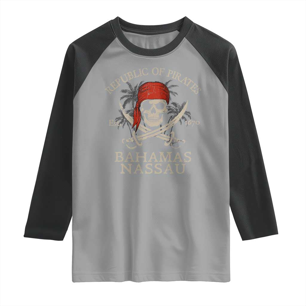 Republic Of Pirates Nassau Bahamas Raglan Shirt Vintage Caribbean Summer Vacation - Wonder Print Shop