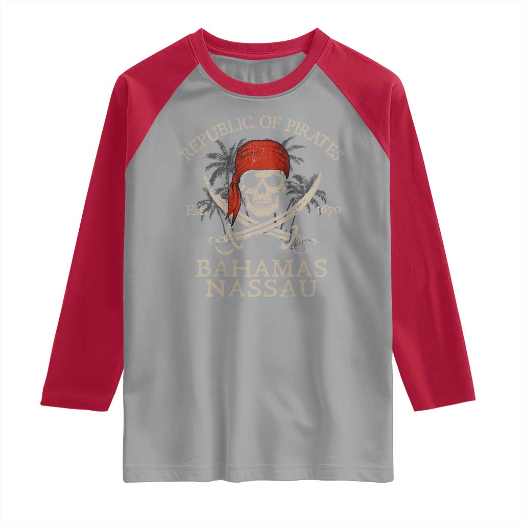 Republic Of Pirates Nassau Bahamas Raglan Shirt Vintage Caribbean Summer Vacation - Wonder Print Shop