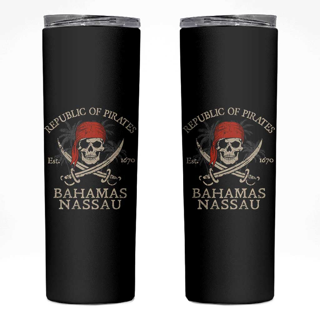 Republic Of Pirates Nassau Bahamas Skinny Tumbler Vintage Caribbean Summer Vacation - Wonder Print Shop
