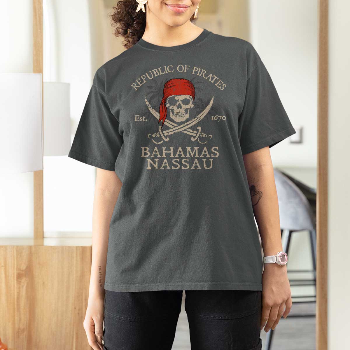 Republic Of Pirates Nassau Bahamas T Shirt For Women Vintage Caribbean Summer Vacation - Wonder Print Shop